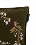 Wreath Velvet kuddfodral - olive/brown/white