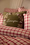 Wreath Velvet kuddfodral - olive/brown/white