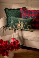 Winter House Velvet prydnadskudde - green/light beige