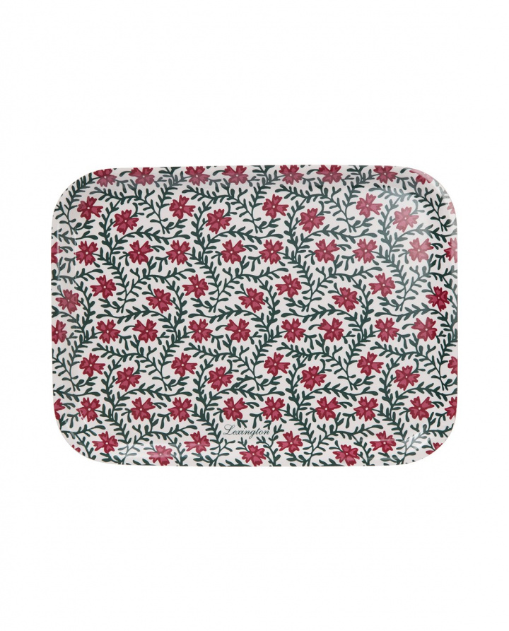 Flower bricka 27 x 20 cm - red/green/white i gruppen Inredning / Kök & Dukning / Brickor & Grytunderlägg hos Sommarboden i Höllviken AB (12548001-4015)