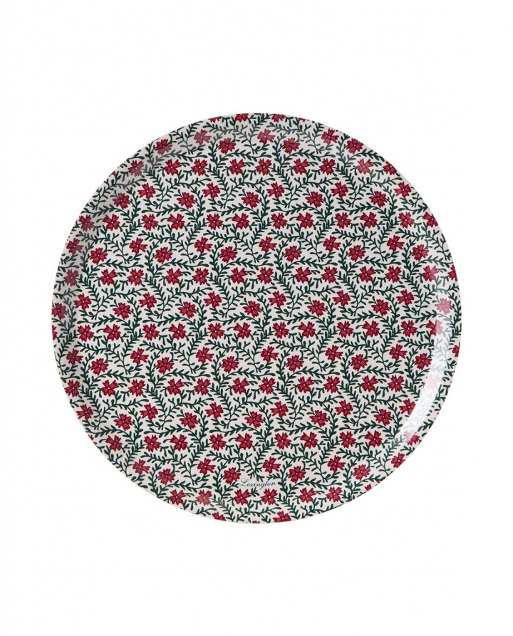 Flower bricka Ø 38 cm - red/green/white i gruppen Inredning / Kök & Dukning / Brickor & Grytunderlägg hos Sommarboden i Höllviken AB (12548002-4015)