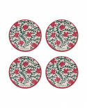 Flower glasunderlägg, 4-pack - red/green/white