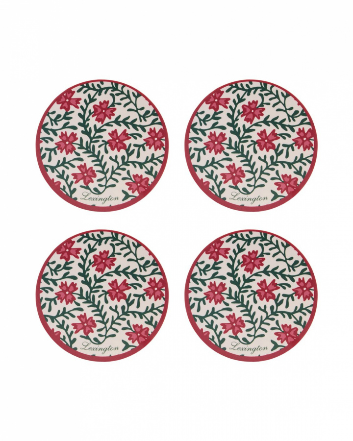 Flower glasunderlägg, 4-pack - red/green/white i gruppen Inredning / Kök & Dukning / Brickor & Grytunderlägg hos Sommarboden i Höllviken AB (12548003-4015)