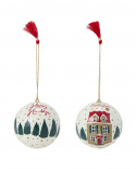 Julgranskulor i Papier mache, 2-pack - white/multi