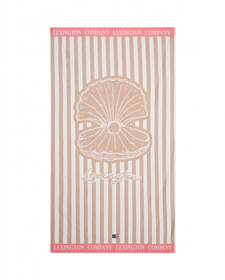 Summer Velour strandhandduk - beige/white/pink i gruppen Inredning / Textilier / Handdukar hos Sommarboden i Höllviken AB (12620091-2603)