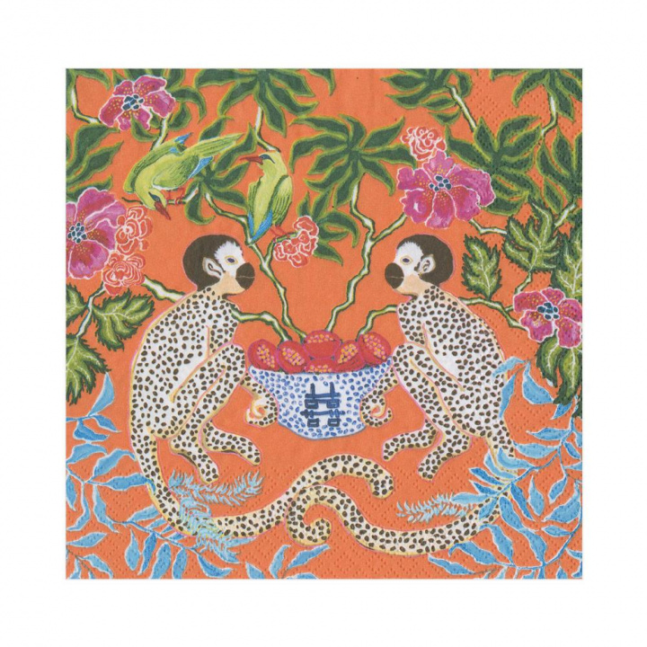 Monkeys orange servetter, 20-pack i gruppen Inredning / Kök & Dukning / Servering & Servetter hos Sommarboden i Höllviken AB (15921L)