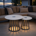 Dahlia soffbords-set med LED-belysning - khaki