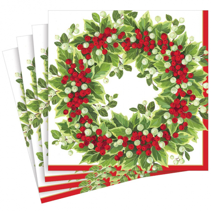 Holly & Berry Wreath servetter, 20-pack i gruppen Inredning / Kök & Dukning / Servering & Servetter hos Sommarboden i Höllviken AB (17191D)