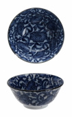 Japansk skål Nunome Botan Blue Ø14,8x6,8cm - blå/vit