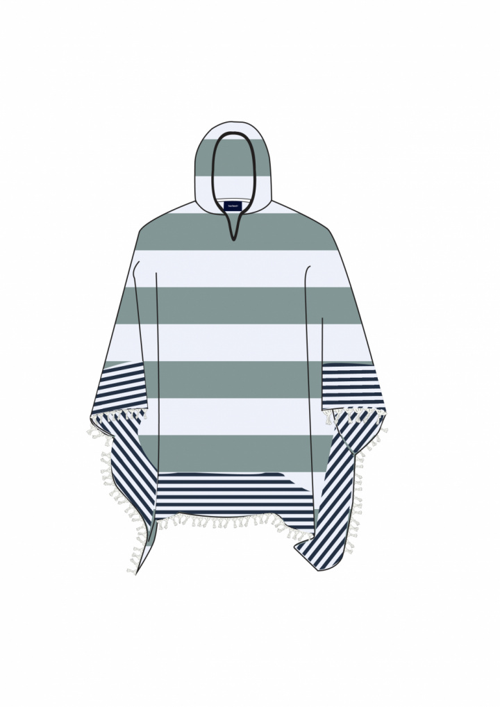 Beach poncho - white/dusty green i gruppen Badkläder / Övrigt / Badrockar & Tunikor hos Sommarboden i Höllviken AB (21-8-103-5066)