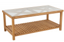 Varm soffbord 135x70 H55 cm - teak/glas