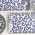 Ten Karakusa Sushi-set, 8 delar - blå/vit