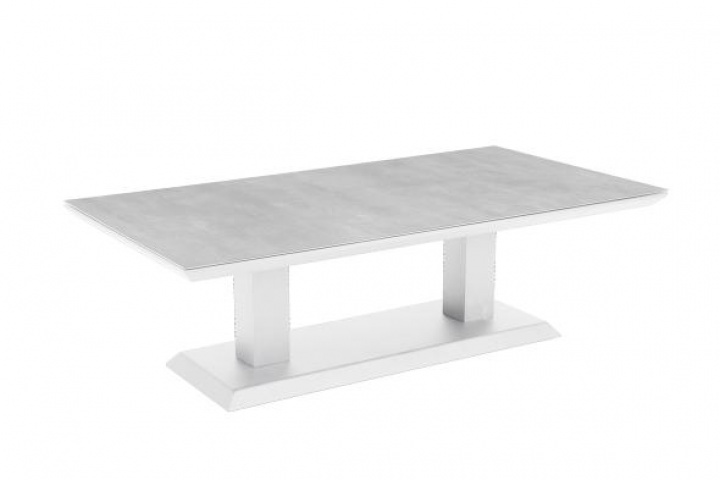 Heis soffbord 150x79 H48-68 cm, höj- och sänkbart - vit/grå i gruppen Utemöbler / Loungemöbler / Loungemoduler / Soffbord - Loungemoduler hos Sommarboden i Höllviken AB (2466-50)
