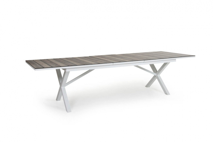 Hillmond matbord förlängningsbart 240/310x100 - vit/natur i gruppen Utemöbler / Material / Aluminiummöbler / Matbord - Aluminiummöbler hos Sommarboden i Höllviken AB (2646-50-26)