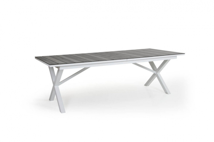 Hillmond matbord förlängningsbart 240/310x100 - vit/grå i gruppen Utemöbler / Material / Aluminiummöbler / Matbord - Aluminiummöbler hos Sommarboden i Höllviken AB (2646-50-74)