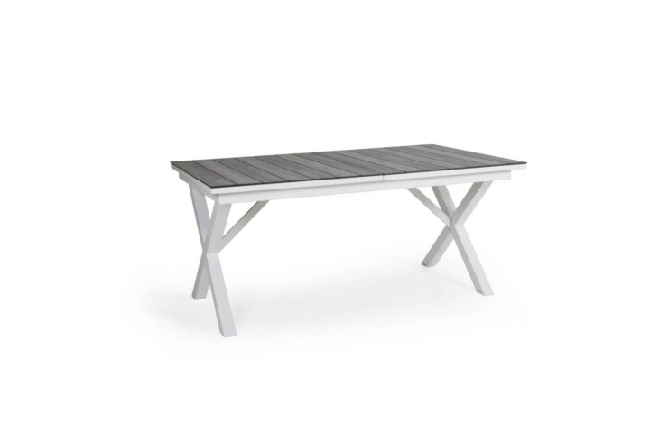Hillmond matbord förlängningsbart 160/220x100 - vit/grå i gruppen Utemöbler / Material / Aluminiummöbler / Matbord - Aluminiummöbler hos Sommarboden i Höllviken AB (2647-50-74)