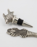 Fish flasköppnare och flaskstoppare - antique silver