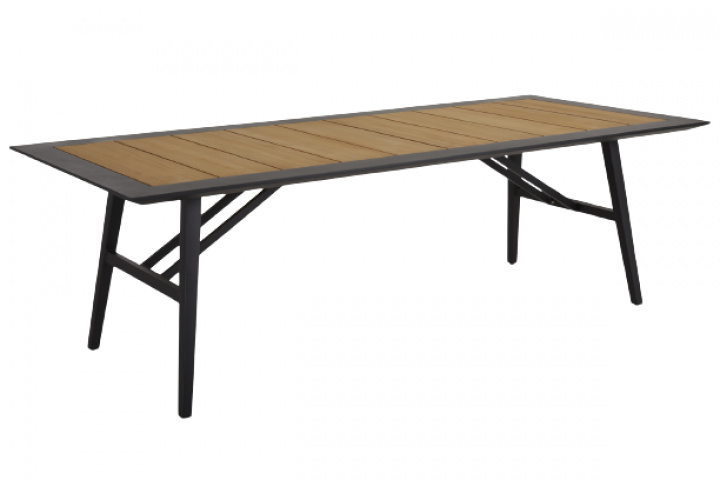 Chios matbord 240x100 H73 cm - svart/teak i gruppen Utemöbler / Material / Teakmöbler / Bord - Teakmöbler hos Sommarboden i Höllviken AB (2716)