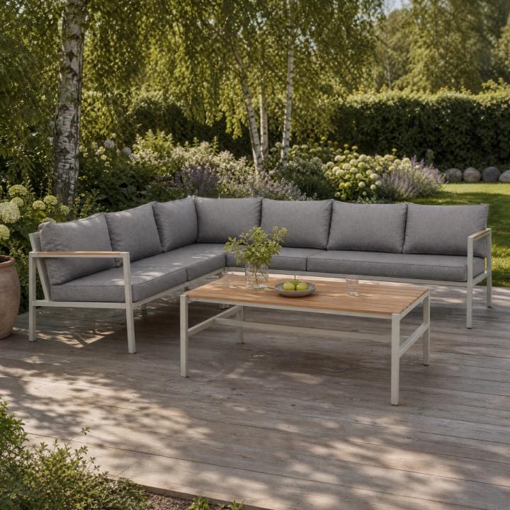 Cap hörnsoffa Large inkl. bord - light grey/grey dyna i gruppen Utemöbler / Loungemöbler / Loungegrupper / Färdiga paket hos Sommarboden i Höllviken AB (2765-71-76-deal)