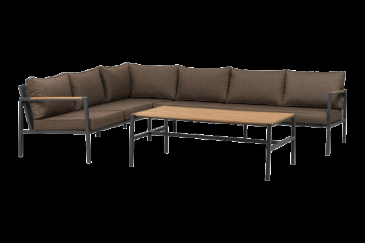 Cap hörnsoffa Large inkl. bord - antracit/brun dyna i gruppen Utemöbler / Loungemöbler / Loungegrupper / Färdiga paket hos Sommarboden i Höllviken AB (2765-73-66)