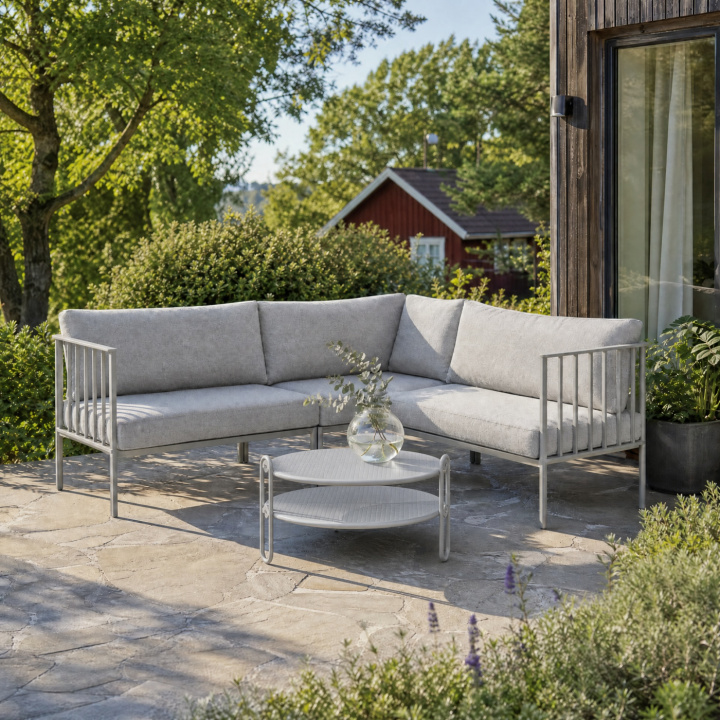 Upper hörnsoffa - light grey/digi grey dyna i gruppen Utemöbler / Loungemöbler / Loungegrupper / Färdiga paket hos Sommarboden i Höllviken AB (2805-71-791)