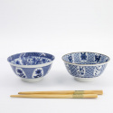 Tayoskålar med ätpinnar, gift-set - blue/white