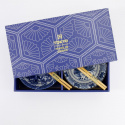Tayoskålar med ätpinnar, gift-set - blue/white