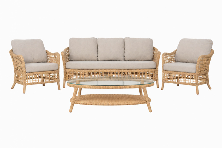 Naples soffgrupp inkl. bord - beige/plush wheat dyna i gruppen Utemöbler / Loungemöbler / Loungegrupper / Färdiga paket hos Sommarboden i Höllviken AB (3930-25-277)