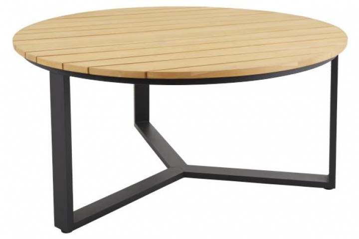 Laurion matbord Ø 150 H74 cm - svart/teak i gruppen Utemöbler / Bord / Matbord hos Sommarboden i Höllviken AB (4066-8)