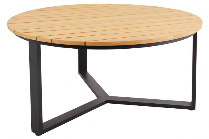 Laurion matbord Ø 150 H74 cm - svart/teak i gruppen Utemöbler / Bord / Matbord hos Sommarboden i Höllviken AB (4066-8)