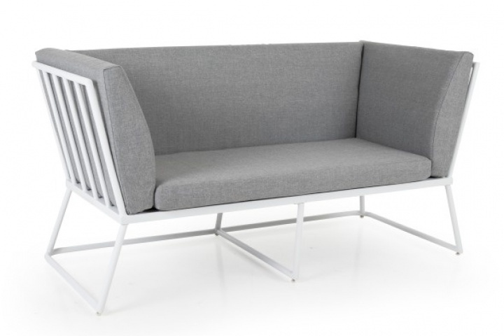 Vence 2-sits soffa - vit/pearl grey dyna i gruppen Utemöbler / Material / Aluminiummöbler / Lounge - Aluminiummöbler hos Sommarboden i Höllviken AB (4072-05-07)