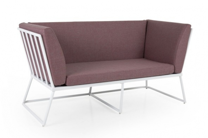 Vence 2-sits soffa - vit/peony dyna i gruppen Utemöbler / Material / Aluminiummöbler / Lounge - Aluminiummöbler hos Sommarboden i Höllviken AB (4072-05-201)
