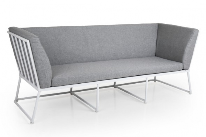 Vence 3-sits soffa - vit/pearl grey dyna i gruppen Utemöbler / Material / Aluminiummöbler / Lounge - Aluminiummöbler hos Sommarboden i Höllviken AB (4073-05-07)