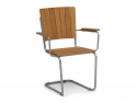 Sandhamn fåtölj, 4-pack - galvaniserat stål/teak