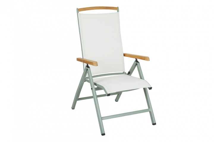 Andy positionsstol - dusty green/offwhite textilene i gruppen Utemöbler / Material / Aluminiummöbler / Stolar - Aluminiummöbler hos Sommarboden i Höllviken AB (4470-32-51)