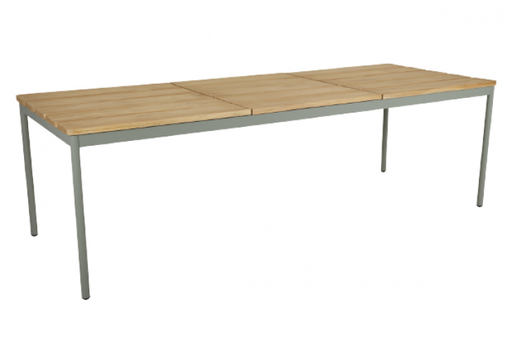 Nox matbord 238x90 H73 cm - dusty green/teak i gruppen Utemöbler / Material / Aluminiummöbler / Matbord - Aluminiummöbler hos Sommarboden i Höllviken AB (4657F-32)