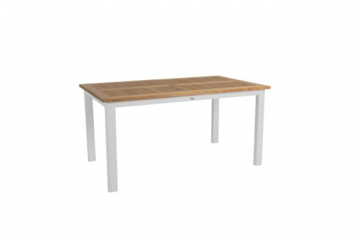 Lyon matbord teak 152-210x92 cm - vit matt i gruppen Utemöbler / Material / Aluminiummöbler / Matbord - Aluminiummöbler hos Sommarboden i Höllviken AB (4741-05)