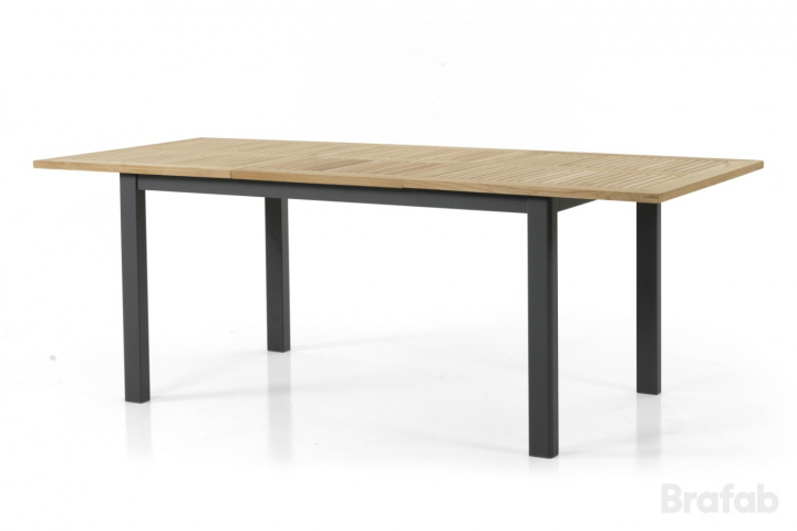 Lyon matbord teak 152-210x92 cm - svart i gruppen Utemöbler / Material / Teakmöbler / Bord - Teakmöbler hos Sommarboden i Höllviken AB (4741-8)
