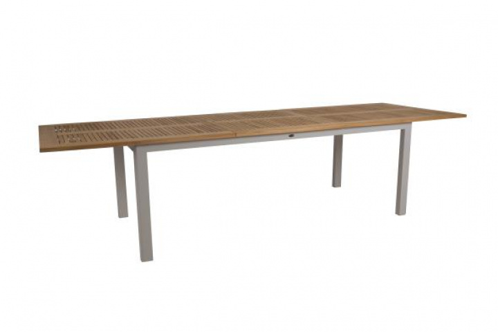 Lyon matbord teak 224-304x100 cm - khaki i gruppen Utemöbler / Material / Aluminiummöbler hos Sommarboden i Höllviken AB (4743-21)