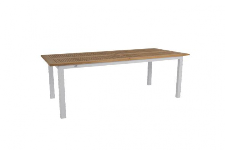 Lyon bord förlängningsbart 224-324x92 H76 cm - light grey/teak i gruppen Utemöbler / Bord / Matbord hos Sommarboden i Höllviken AB (4743-71)