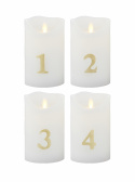 Sara adventsljus, 4 pack - vit/guld