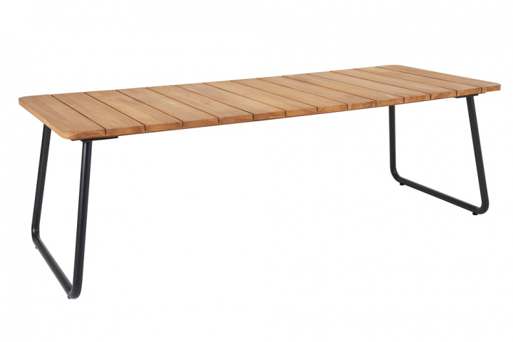 Nolli matbord 225x90 H73 cm - svart/teak i gruppen Utemöbler / Material / Aluminiummöbler / Matbord - Aluminiummöbler hos Sommarboden i Höllviken AB (5066-8)