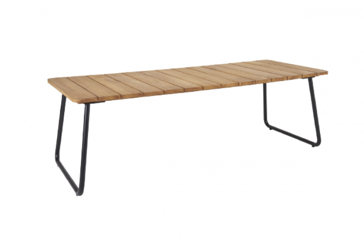Nolli matbord 175x90 H73 cm - svart/teak i gruppen Utemöbler / Material / Aluminiummöbler / Matbord - Aluminiummöbler hos Sommarboden i Höllviken AB (5067-8)