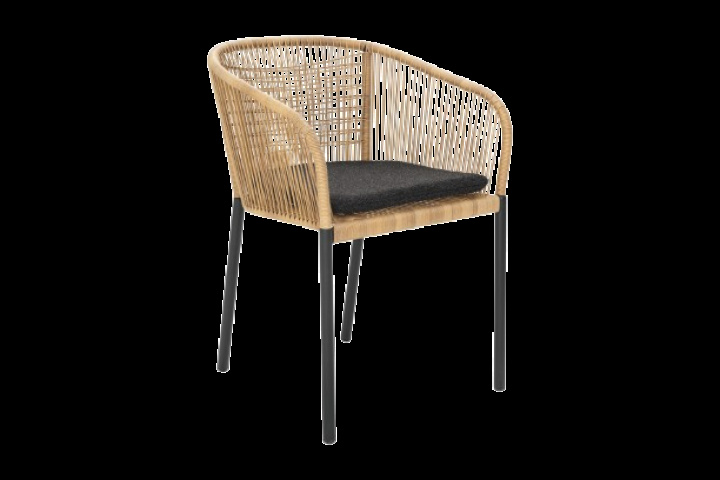 Delta karmstol - svart/natur//teddy black dyna i gruppen Utemöbler / Stolar & Trädgårdsstolar / Stolar med karm hos Sommarboden i Höllviken AB (5551-8-67-888)