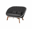 Peacock 2-sits soffa - grey/light grey/teak