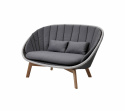 Peacock 2-sits soffa - grey/light grey/teak