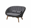 Peacock 2-sits soffa - dark grey/teak