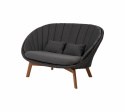 Peacock 2-sits soffa - dark grey/teak