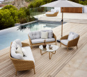 Sunshade parasoll m/tilt Ø 3 m - wood look/dusty white
