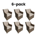 6-pack Long Island karmstol - natur/beige